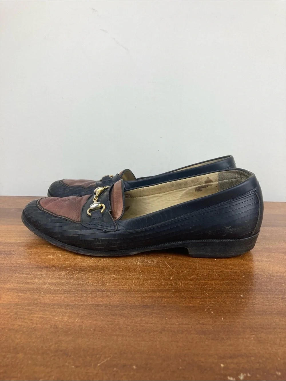 Bragano by Cole Haan Loafers Black Brown Leather Men's Size 9.5M Made Italy.